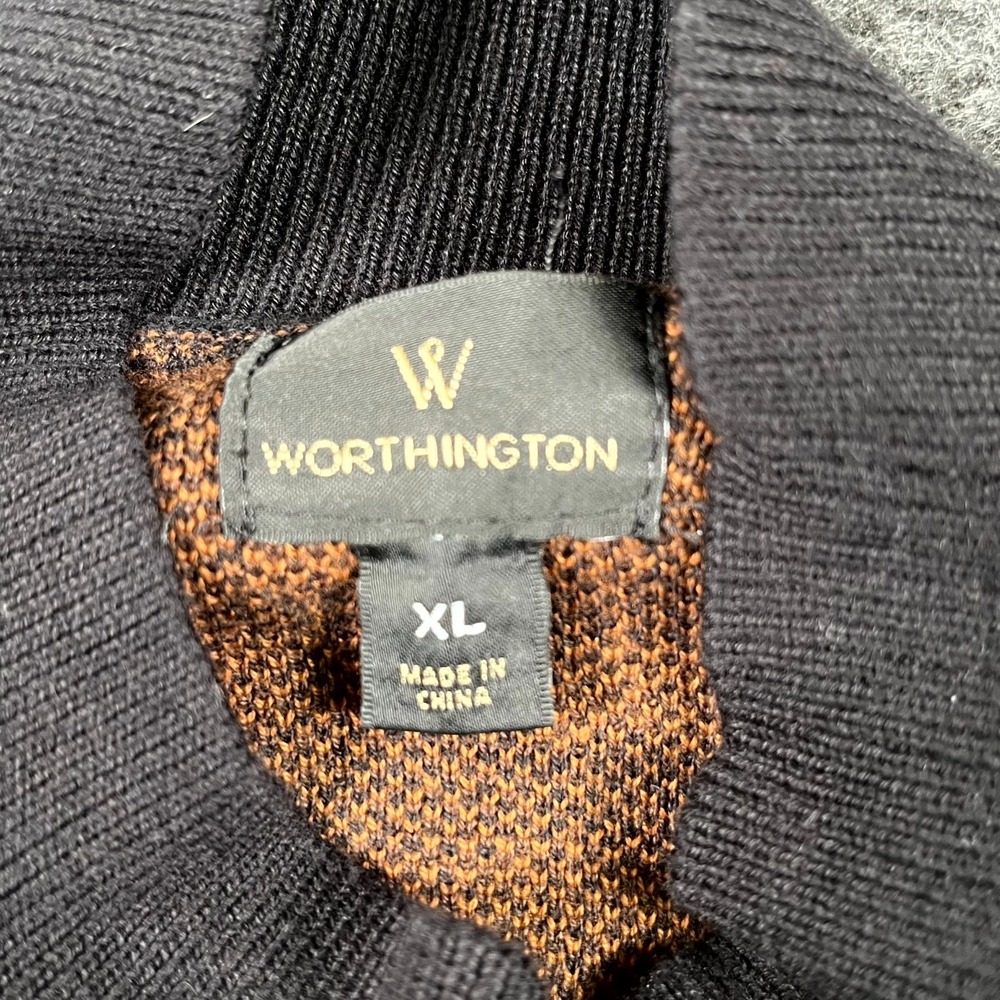 Worthington Sweater Mens XL Multicolor Striped Cotton Mock Neck Long Sleeve - Picture 6 of 8